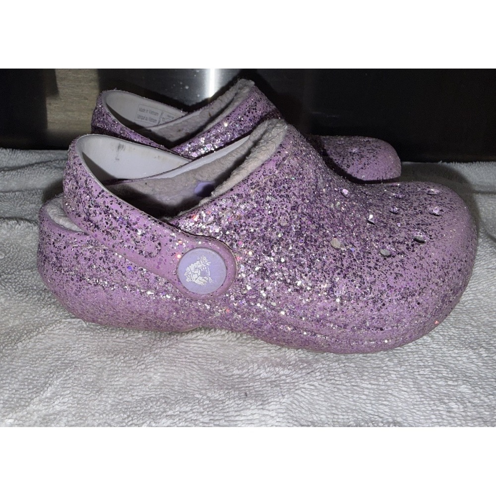 Crocs Purple Glitter Lined Toddler Girls Size C9